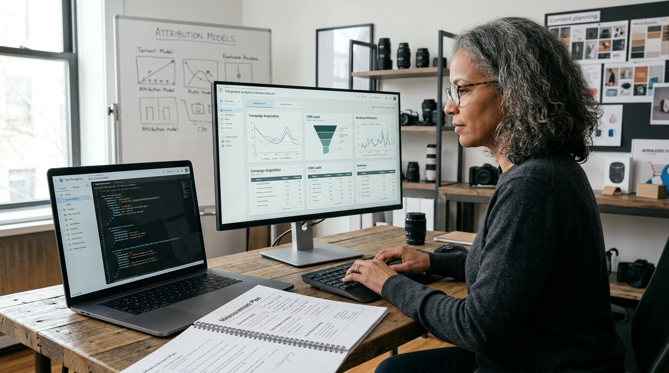 Growth specialists planning Analytics Dashboards with campaign, audience, content, and performance data