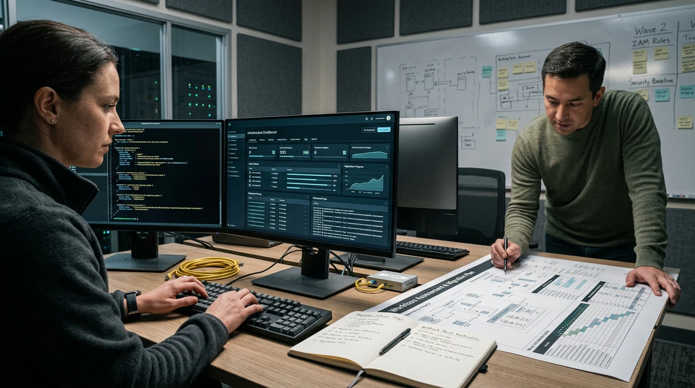 Cloud and DevOps specialists coordinating AWS Migration across infrastructure and deployment systems