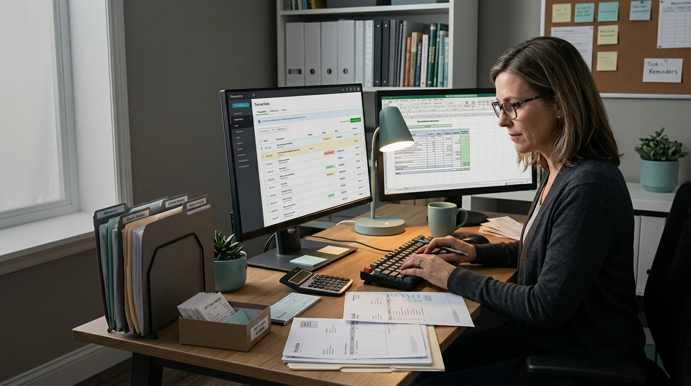 Business operations specialists coordinating Bookkeeping Admin with organized workflows, records, and client communication