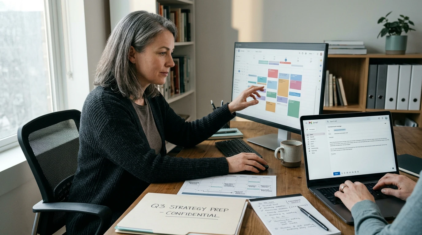 Business operations specialists coordinating Executive Assistant with organized workflows, records, and client communication