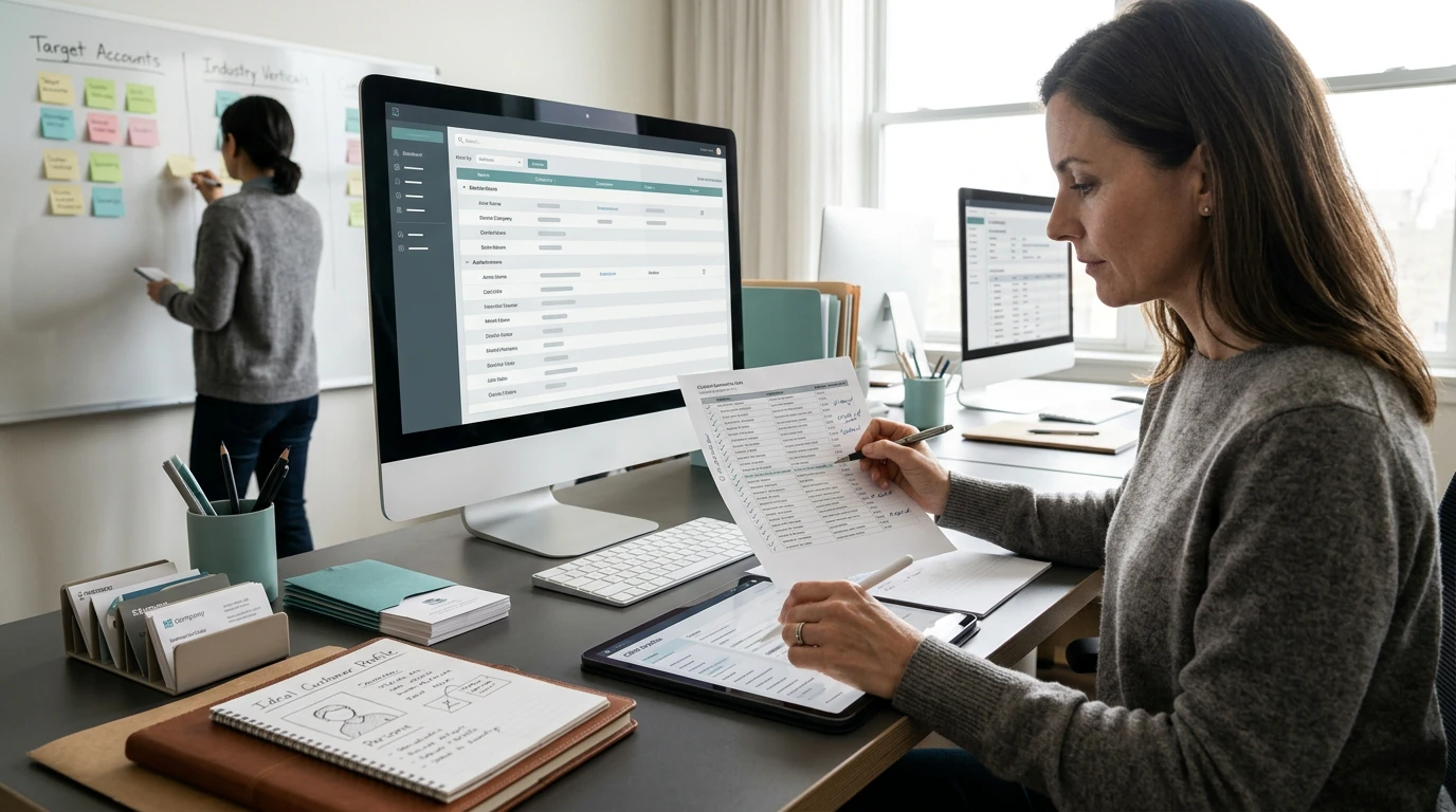 Business operations specialists coordinating Lead Generation Research with organized workflows, records, and client communication