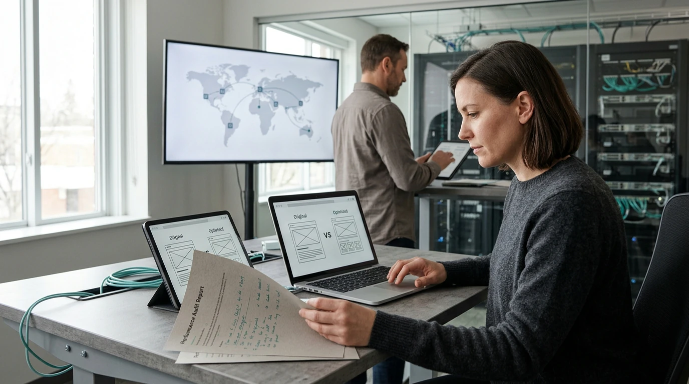 Hosting specialists managing Site Speed Optimization across servers, delivery infrastructure, and operational controls
