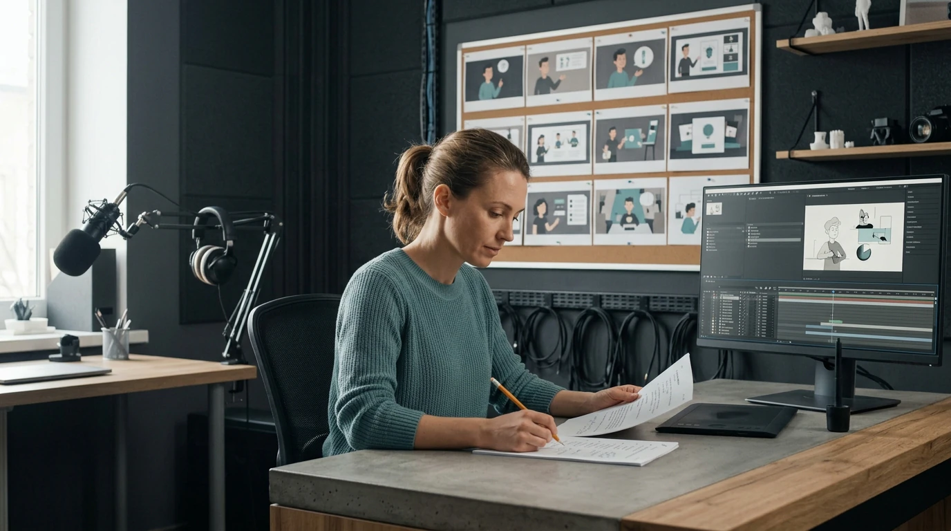 Creative specialists developing Video Editing with visual references, production tools, and brand materials